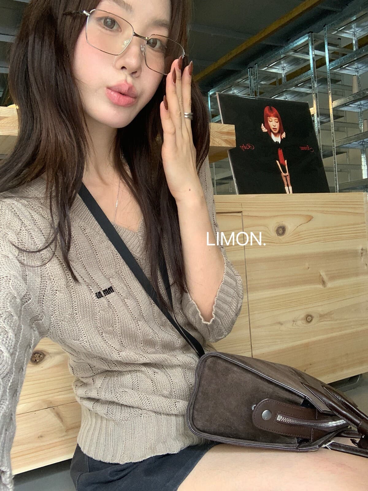 the limon 레몬 녹차 한 부서 품격 V넥 트위스트 꽃 자수 다용도 니트 스웨터 여성 중간 소매 맨위 가을 상세 이미지 20