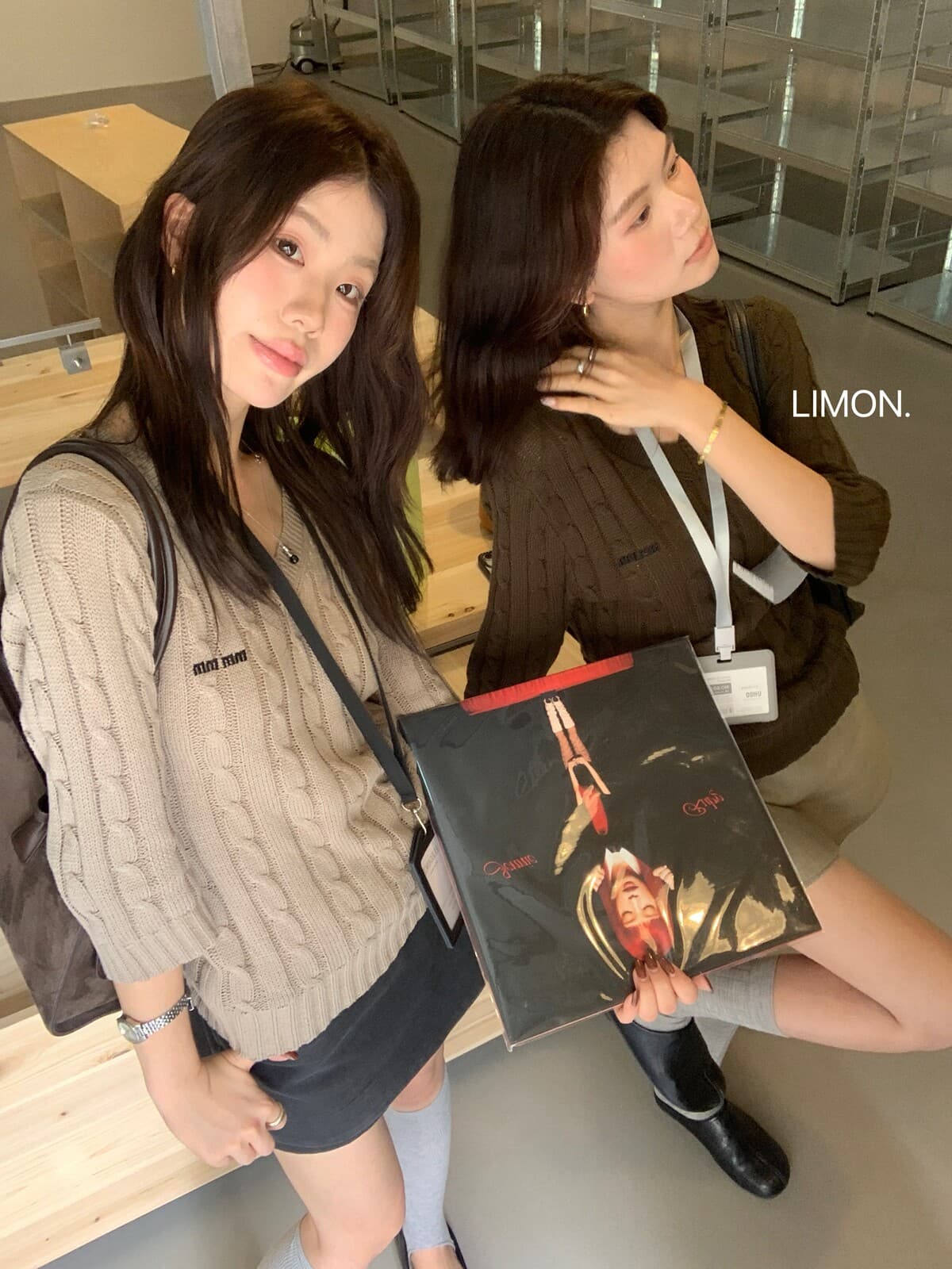 the limon 레몬 녹차 한 부서 품격 V넥 트위스트 꽃 자수 다용도 니트 스웨터 여성 중간 소매 맨위 가을 상세 이미지 28