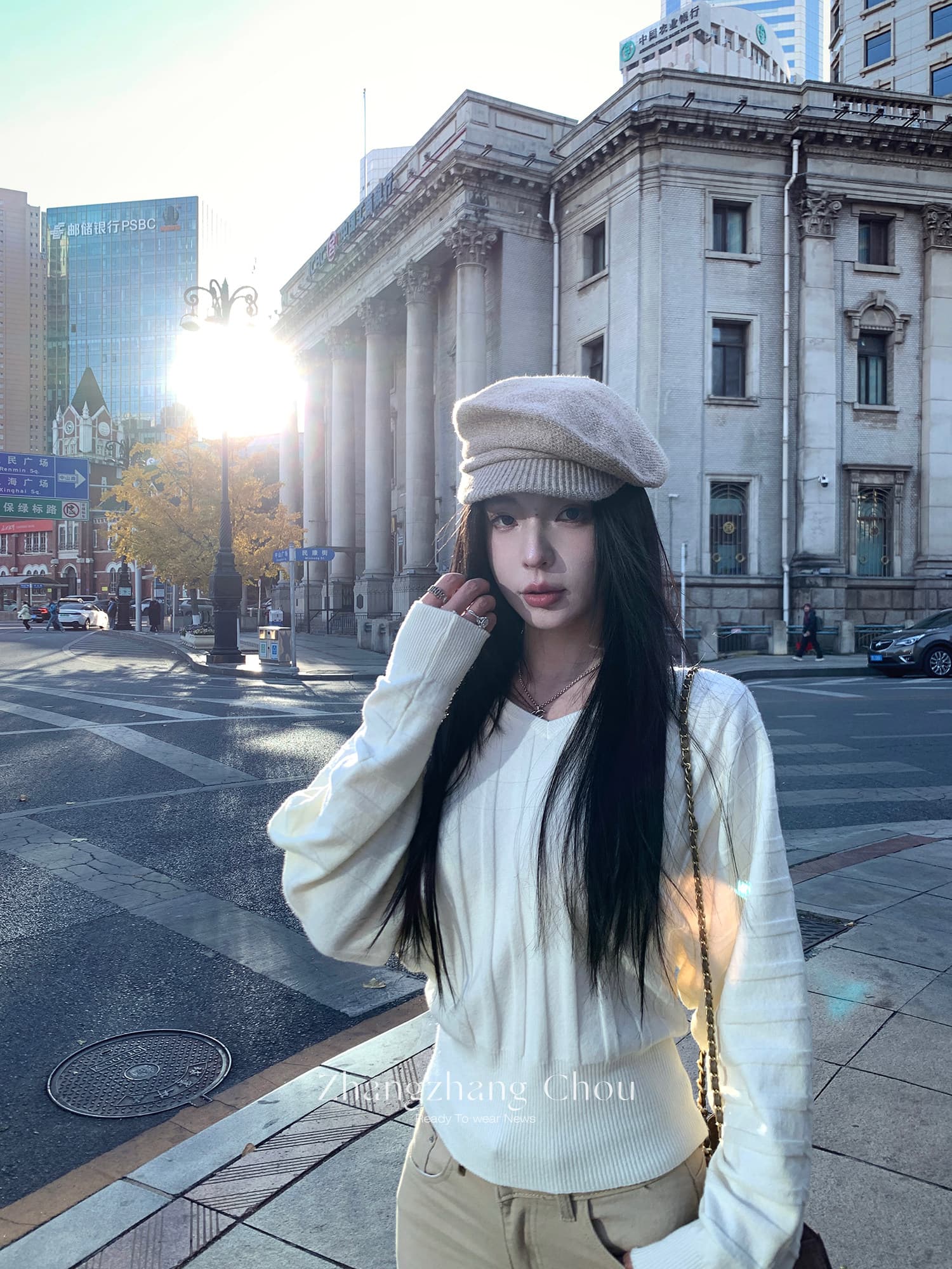 서주 장 챕터 특히 리 서울 느긋한 바람 스트라이프 V넥 긴팔 니트 스웨터 절묘한 몸매 가꾸기 허리 수축 슬림해 보이는 맨위 여성 상세 이미지 20