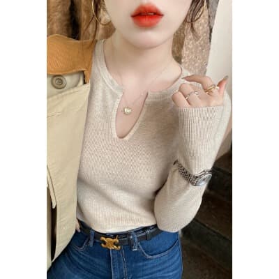 작은 V넥 양모 스웨터 2026 봄 가을 새로운 스웨터 인사이드 가져 가라. 디자인 센스 작은 대중 긴팔 니트 기본 셔츠 맨위 상세 이미지 31
