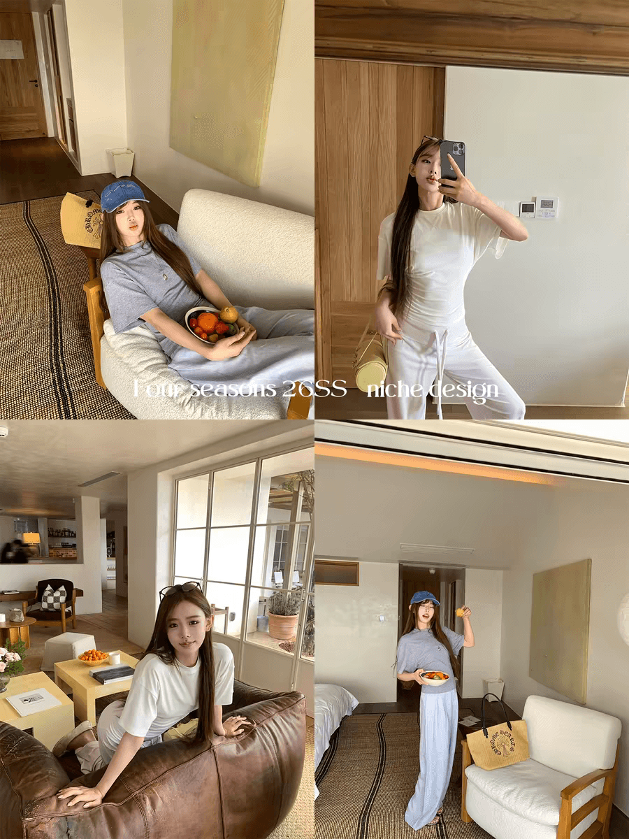 지구 Ouyang soft 스키니 t 인당 모래 시계 허리 찹쌀 찹쌀 면 부드러운 클래식 라운드 넥 가을 어깨 유 색상 반팔 티셔츠 상세 이미지 5