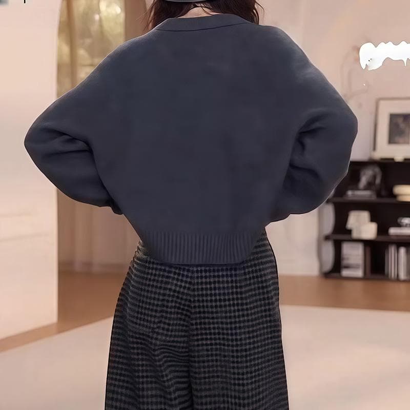 레트로 항구 바람 패치워크 색상 디자인 센스 긴팔 니트 스웨터 여성 2025 겨울 새로운 분위기 센스 달콤함 슬림해 보이는 옷 이미지 4