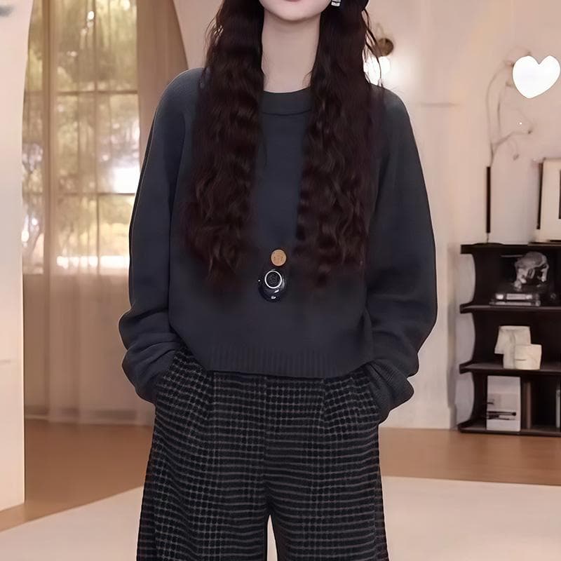 레트로 항구 바람 패치워크 색상 디자인 센스 긴팔 니트 스웨터 여성 2025 겨울 새로운 분위기 센스 달콤함 슬림해 보이는 옷 상세 이미지 6