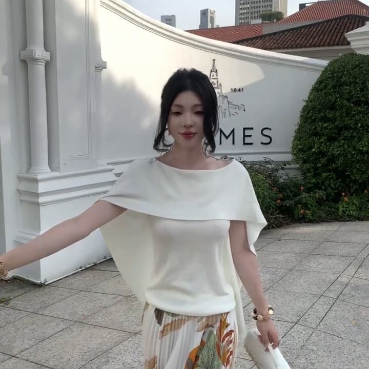 한 부서 미니멀리즘 오래된 돈 바람 디자인 센스 세련된 망토 페이크 레이어드 품격 니트 스웨터 캐주얼 패션 다용도 작은 셔츠 이미지 4