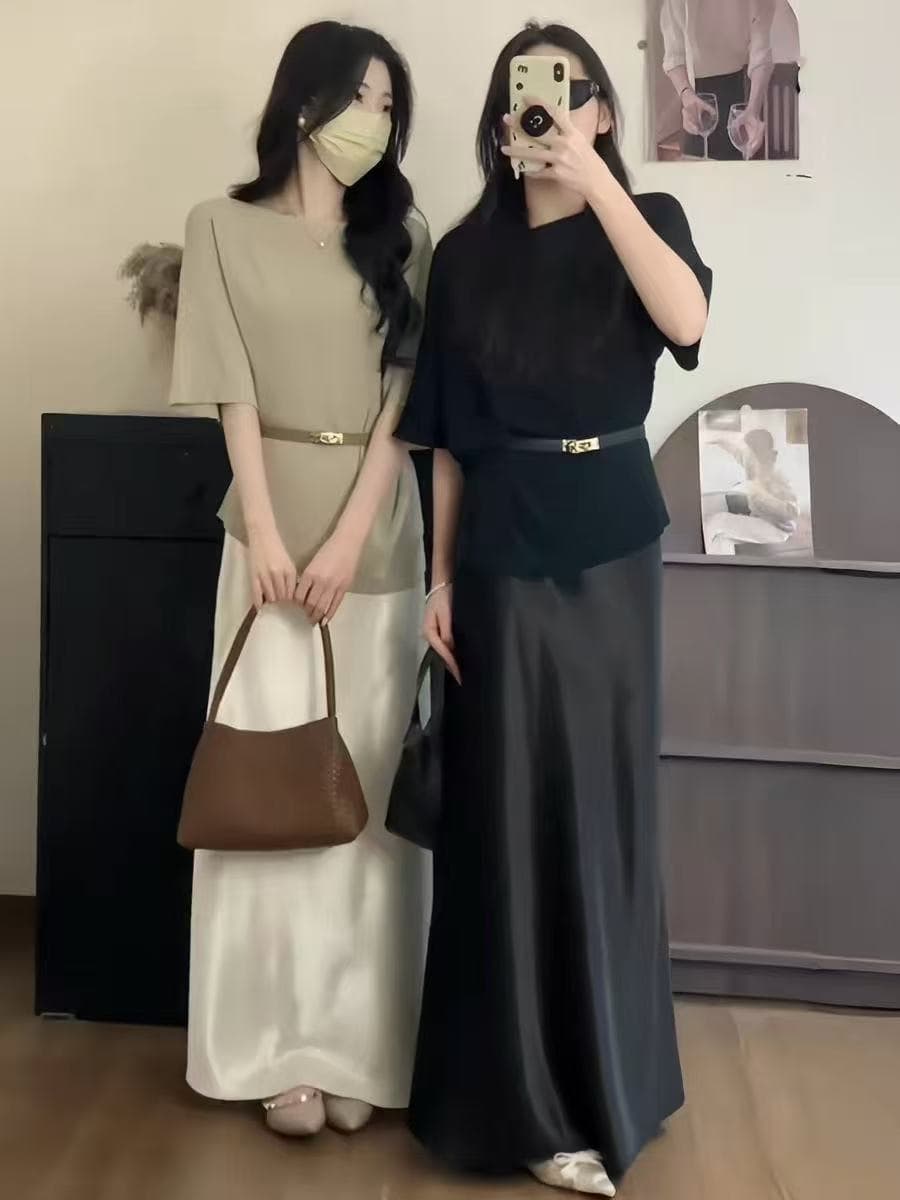작은 키 착용 가져 가라. 전체 집합 자이언트 잘 생긴 반신 치마 세트 여성 여름 2026 새로운 품격 투피스 세트 상세 이미지 2
