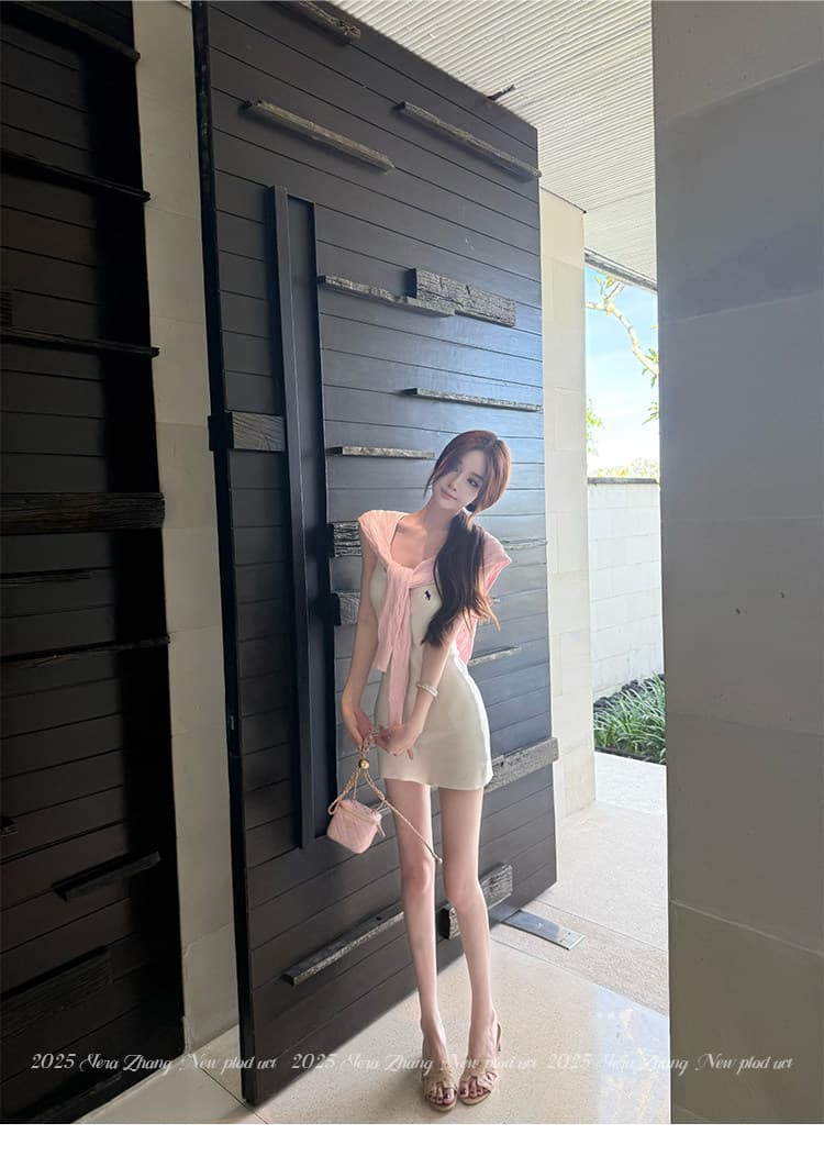 문 vera 잘 한 다 착용 ~ 중 보 주님 캐미솔 얼음 실크 드레스 ol 숄 고급 몸매 가꾸기 치마 투피스 세트 상세 이미지 32