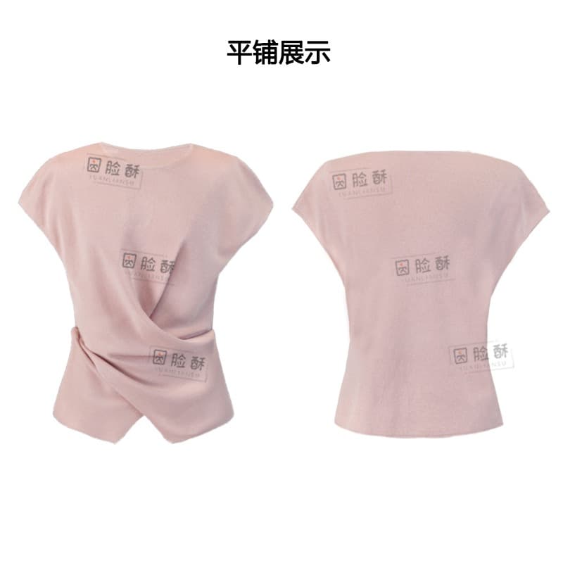 외국 가스 Chic 디자인 센스 십자가 버클 허리 수축 슬림해 보이는 Feifei 소매 니트 티셔츠 연령 감소 품격 여름 이미지 5