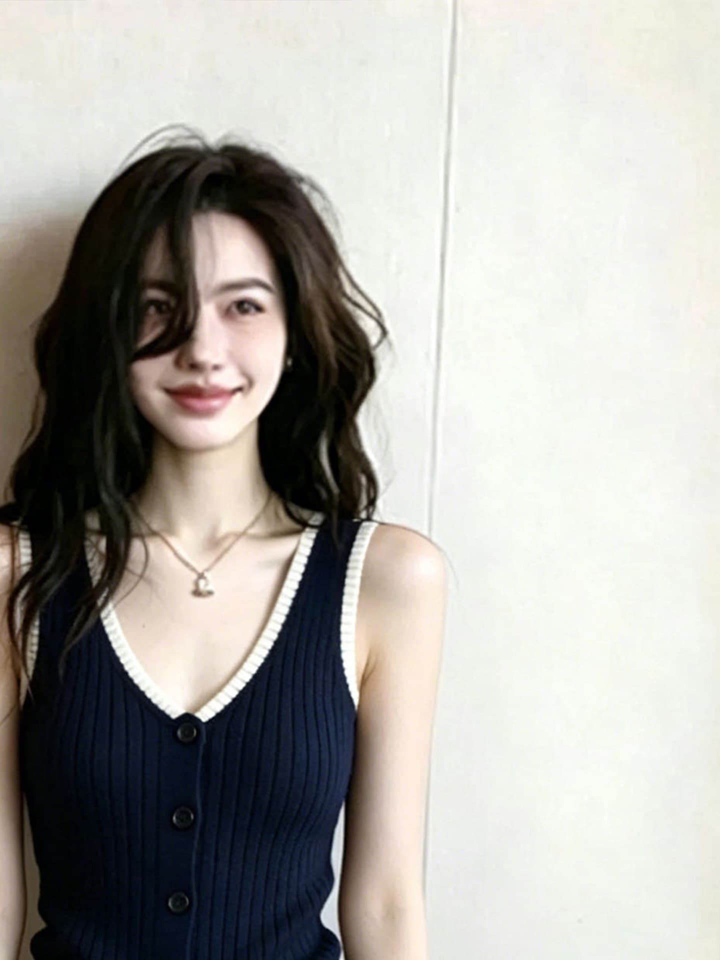 순수한 욕망 섹시함 달콤한 핫걸 레트로 패치워크 색상 캐미솔 외출용 여름 아름다운 아름다운 니트 민소매 맨위 상세 이미지 10