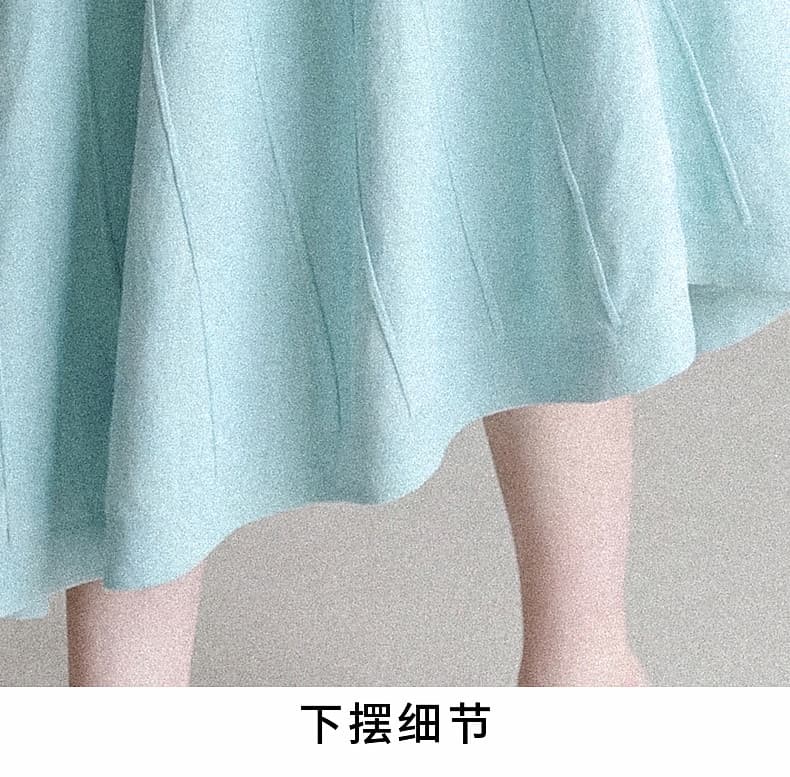 2026 여름 리플 디자인 센스 민소매 슬립 여성 드레스 주름 비스듬한 밑단 몸매 가꾸기 롱 스커트 상세 이미지 13