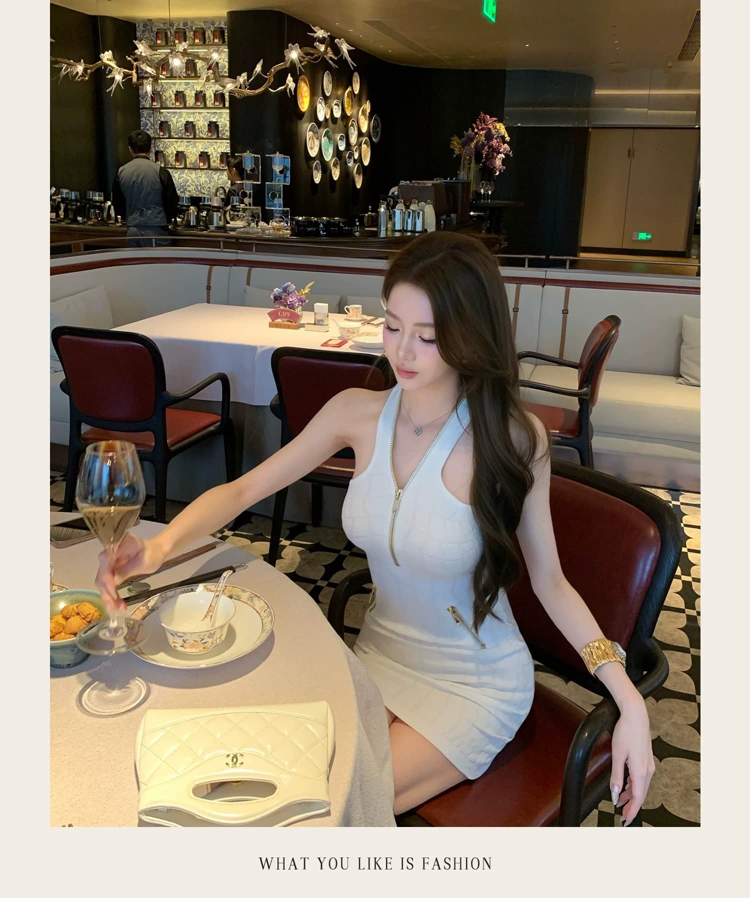 시드니 shirley 긴자 비싼 여성 순수한 욕망 바람 품격 행침 목 홀로우 아웃 허리 수축 슬림해 보이는 타이트 스커트 드레스 상세 이미지 10