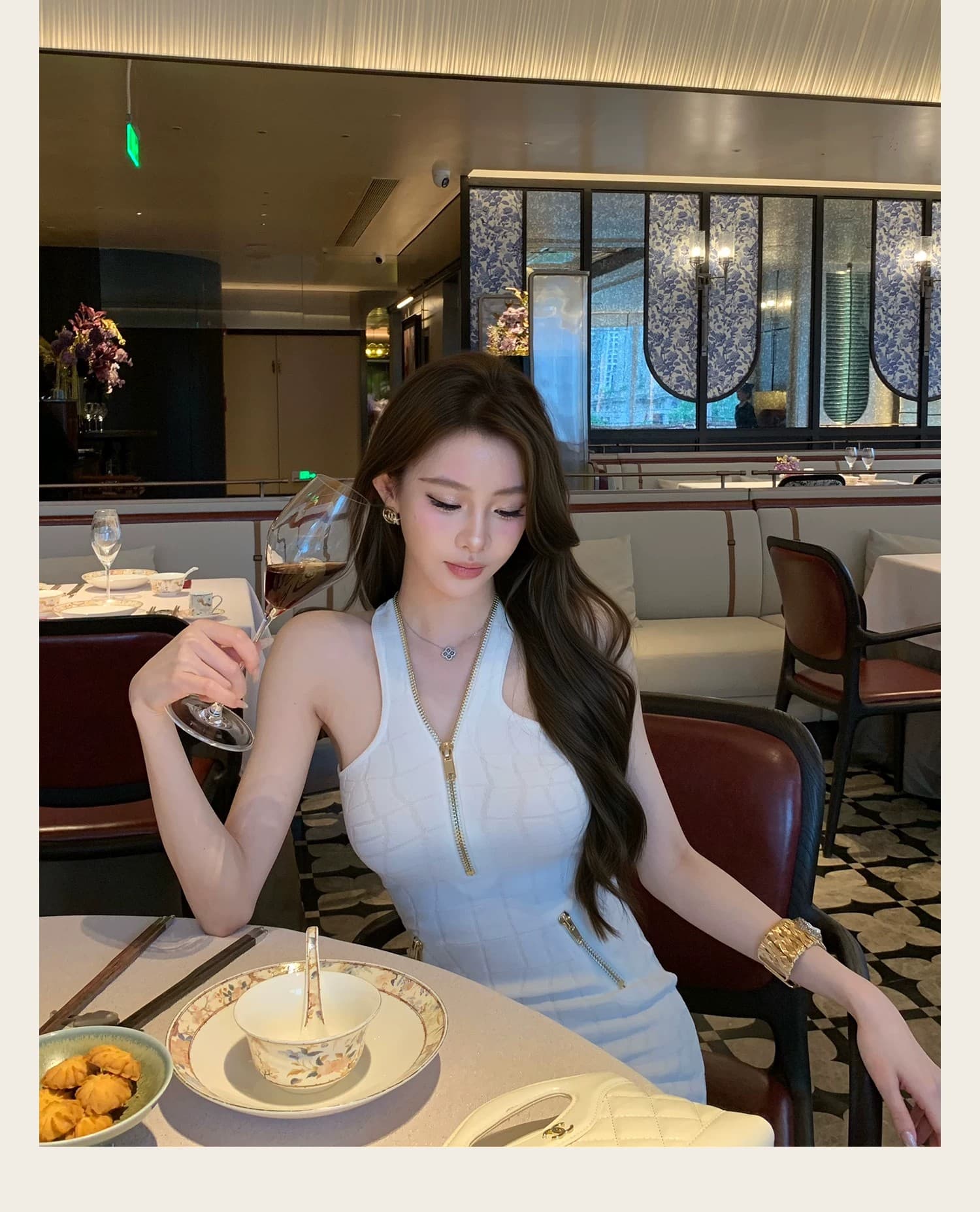 시드니 shirley 긴자 비싼 여성 순수한 욕망 바람 품격 행침 목 홀로우 아웃 허리 수축 슬림해 보이는 타이트 스커트 드레스 상세 이미지 11