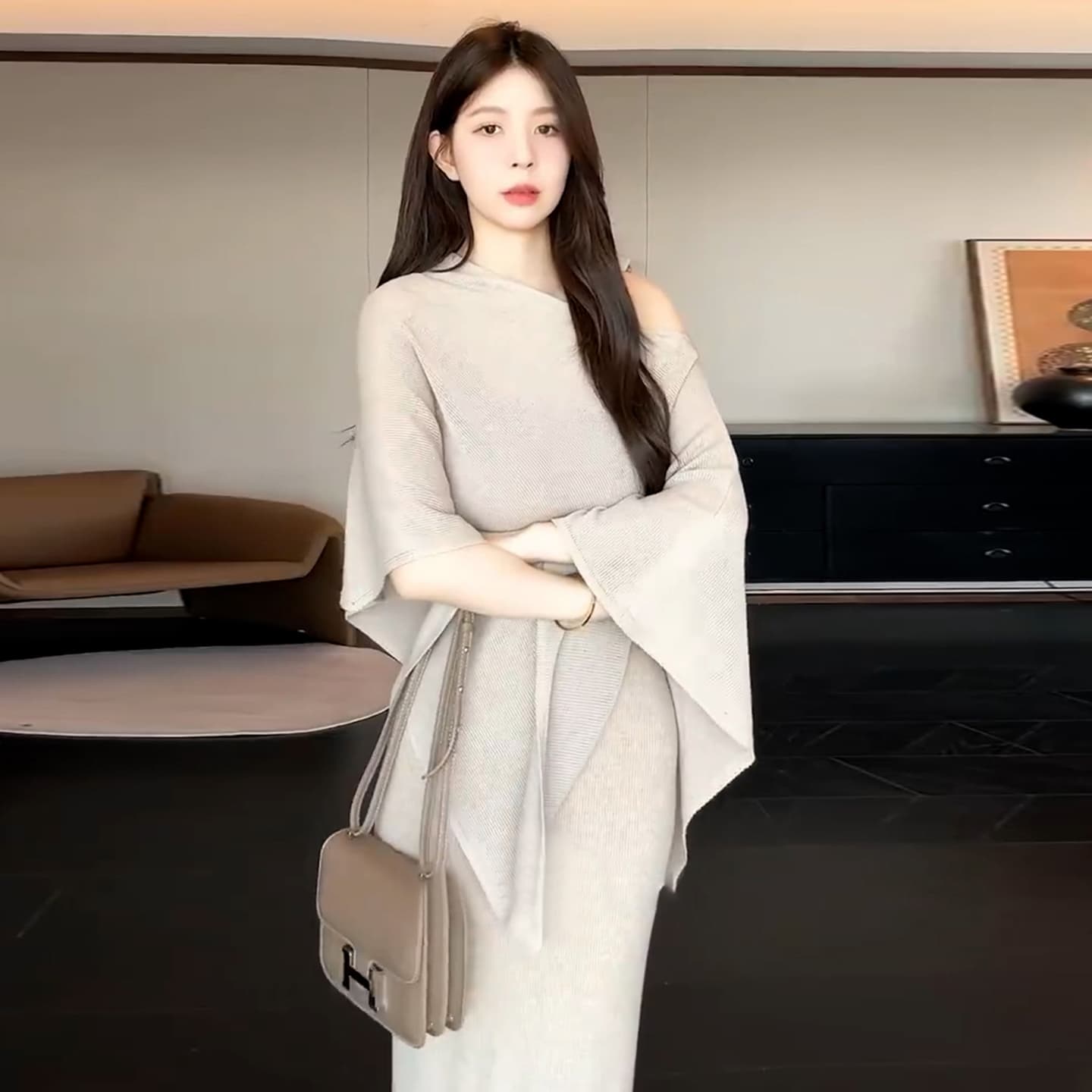 느긋한 바람 숄 니트 슬립 드레스 아이들 2025 새로운 한 부서 이른 가을 착용 가져 가라. 에이즈 환자 세트 롱 스커트 이미지 4