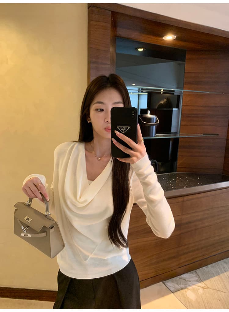 pusumede 독점적인 마음 품격 흔들다 칼라 양모 니트 스웨터 여성 스웨터 고급 센스 몸매 가꾸기 슬림해 보이는 맨위 상세 이미지 9