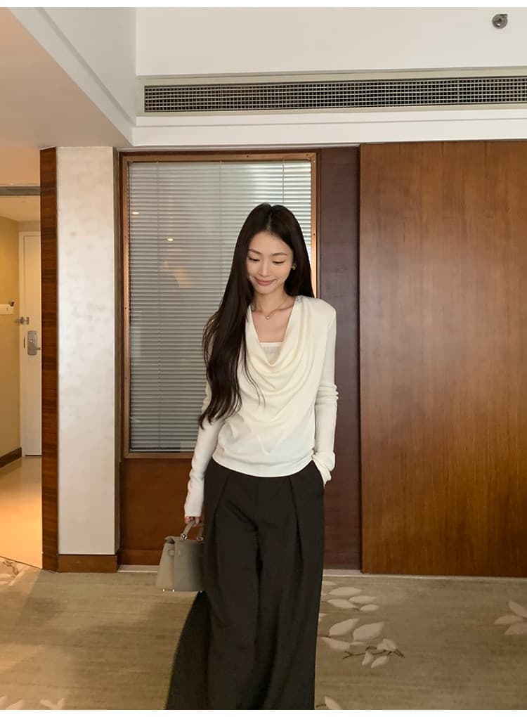 pusumede 독점적인 마음 품격 흔들다 칼라 양모 니트 스웨터 여성 스웨터 고급 센스 몸매 가꾸기 슬림해 보이는 맨위 상세 이미지 16