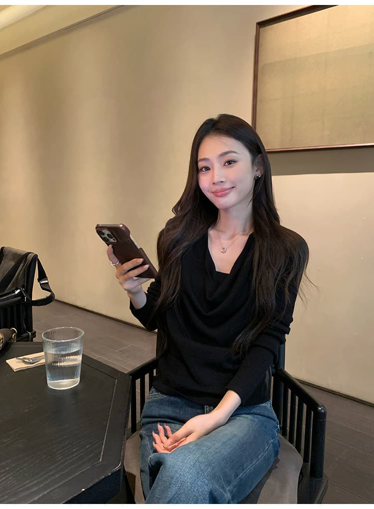 pusumede 독점적인 마음 품격 흔들다 칼라 양모 니트 스웨터 여성 스웨터 고급 센스 몸매 가꾸기 슬림해 보이는 맨위 상세 이미지 20