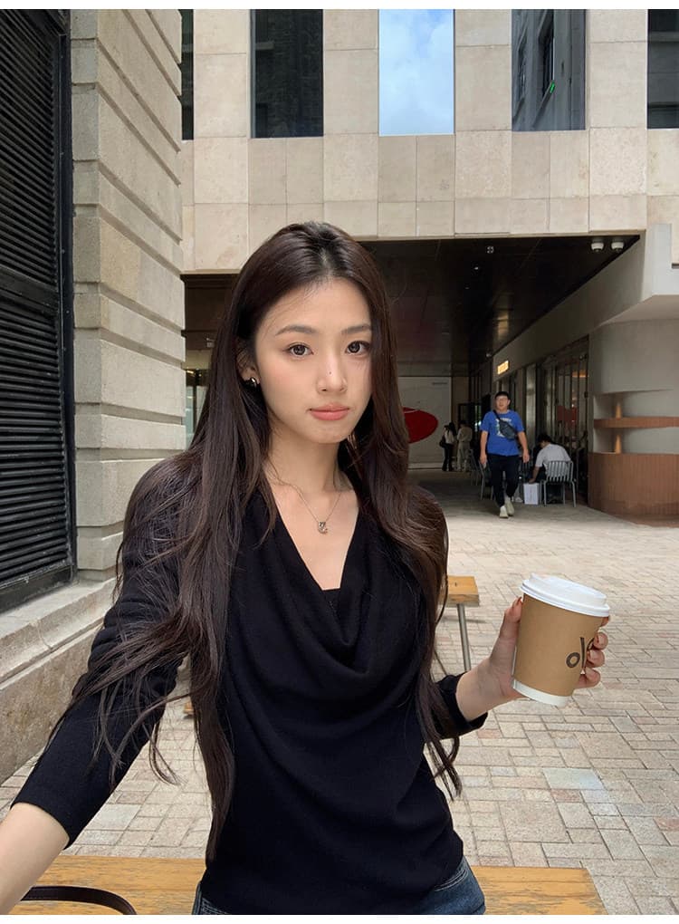 pusumede 독점적인 마음 품격 흔들다 칼라 양모 니트 스웨터 여성 스웨터 고급 센스 몸매 가꾸기 슬림해 보이는 맨위 상세 이미지 26