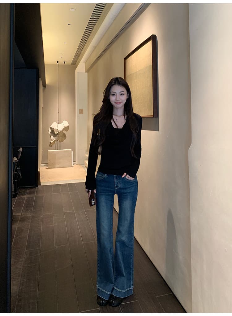 pusumede 독점적인 마음 품격 흔들다 칼라 양모 니트 스웨터 여성 스웨터 고급 센스 몸매 가꾸기 슬림해 보이는 맨위 상세 이미지 30