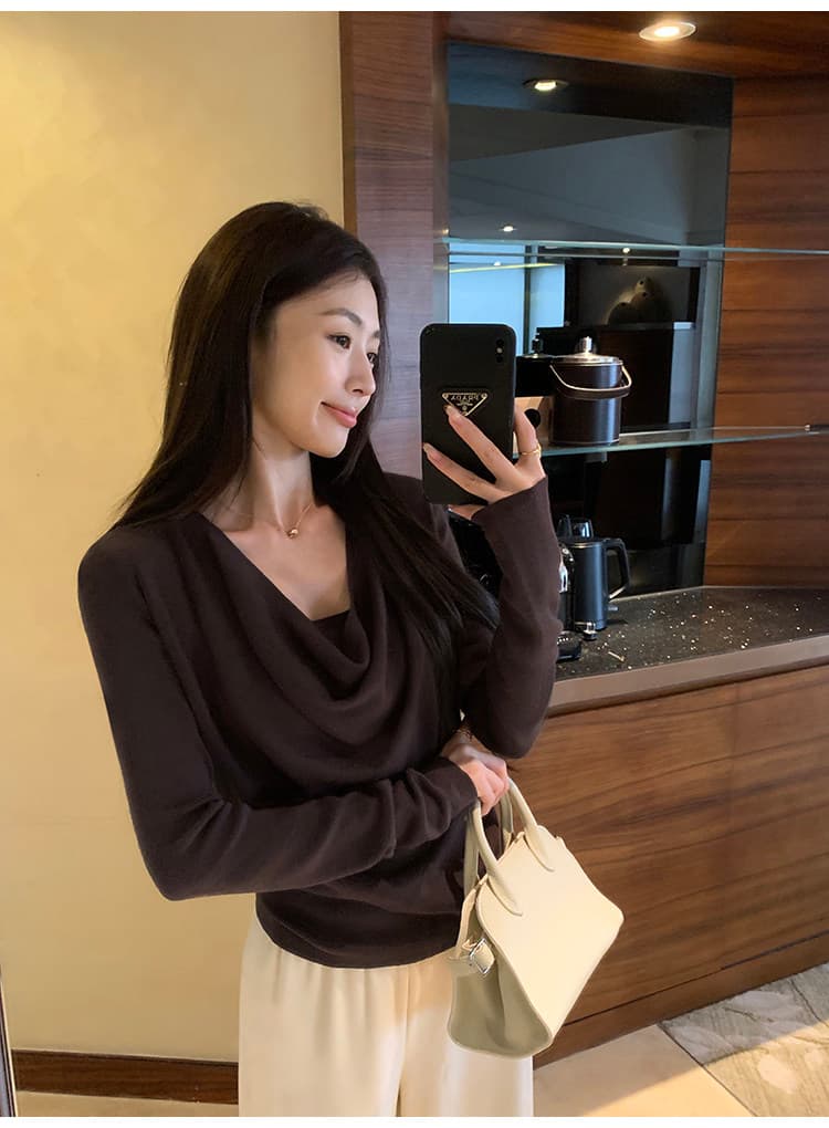 pusumede 독점적인 마음 품격 흔들다 칼라 양모 니트 스웨터 여성 스웨터 고급 센스 몸매 가꾸기 슬림해 보이는 맨위 상세 이미지 33