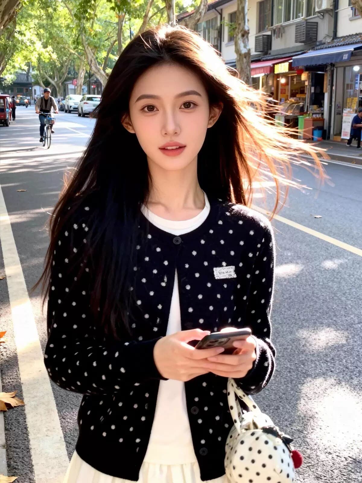 니트 오픈 가디건 여성 이른 가을 봄 새로운 고급 센스 외부 가져 가라. 쇼트 스타일 스웨터 코트 도트 무늬 맨위 한 부서 착용 가져 가라. 상세 이미지 10