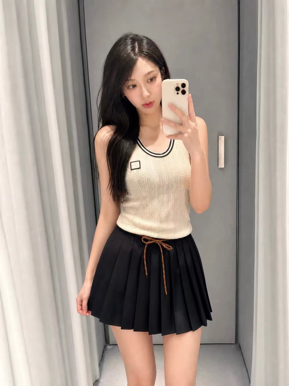 가을 새로운 알파벳 자수 수직 구덩이 스트라이프 니트 스웨터 오픈 가디건 투피스 세트 6 양모 상세 이미지 3