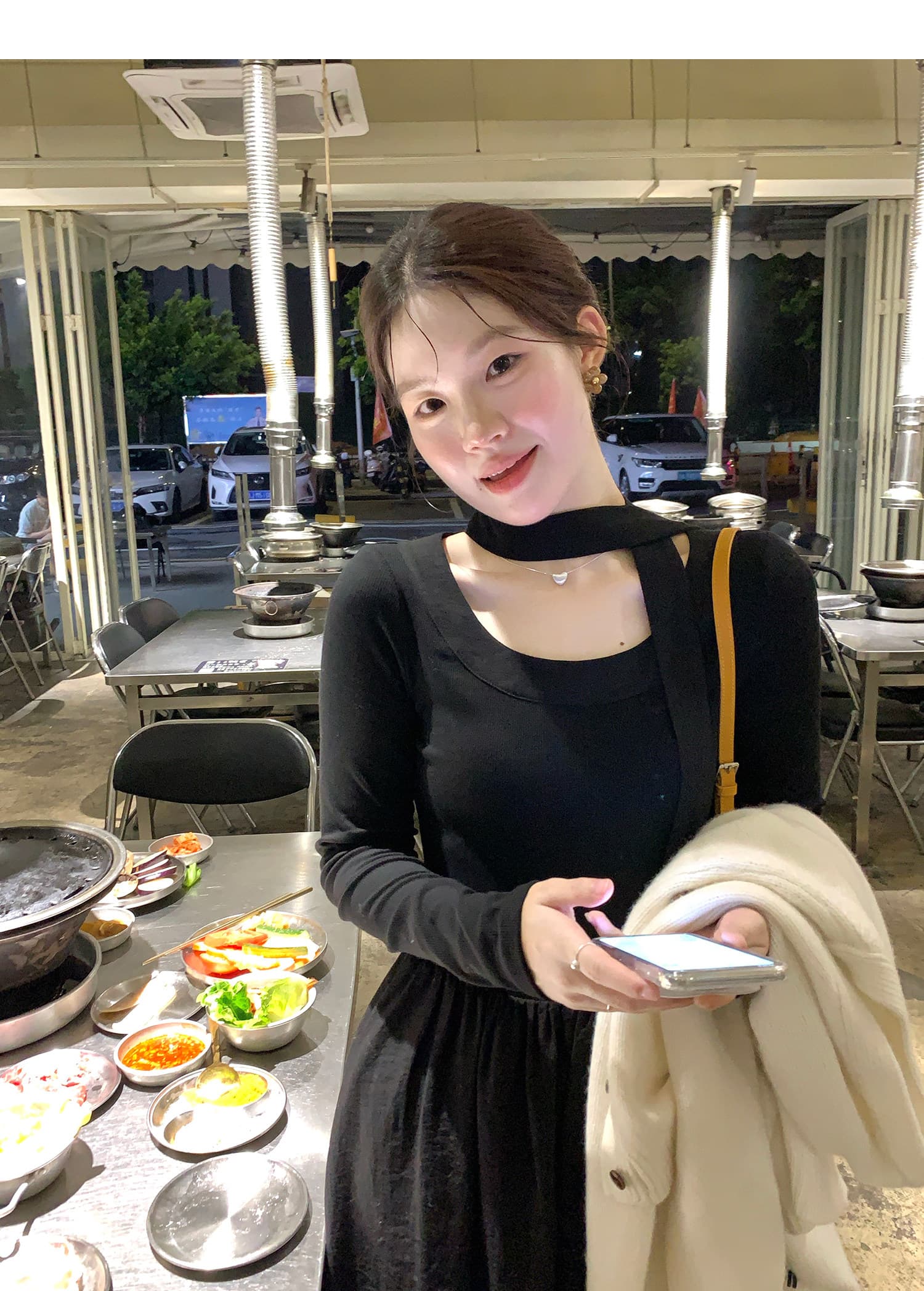 화재 화재 화재 우유 서리 복숭아 복숭아 한국 스타일 행침 목 니트 긴 소매 여성 드레스 부드러운 바람 허리 수축 봄 드레스 롱 스커트 상세 이미지 27