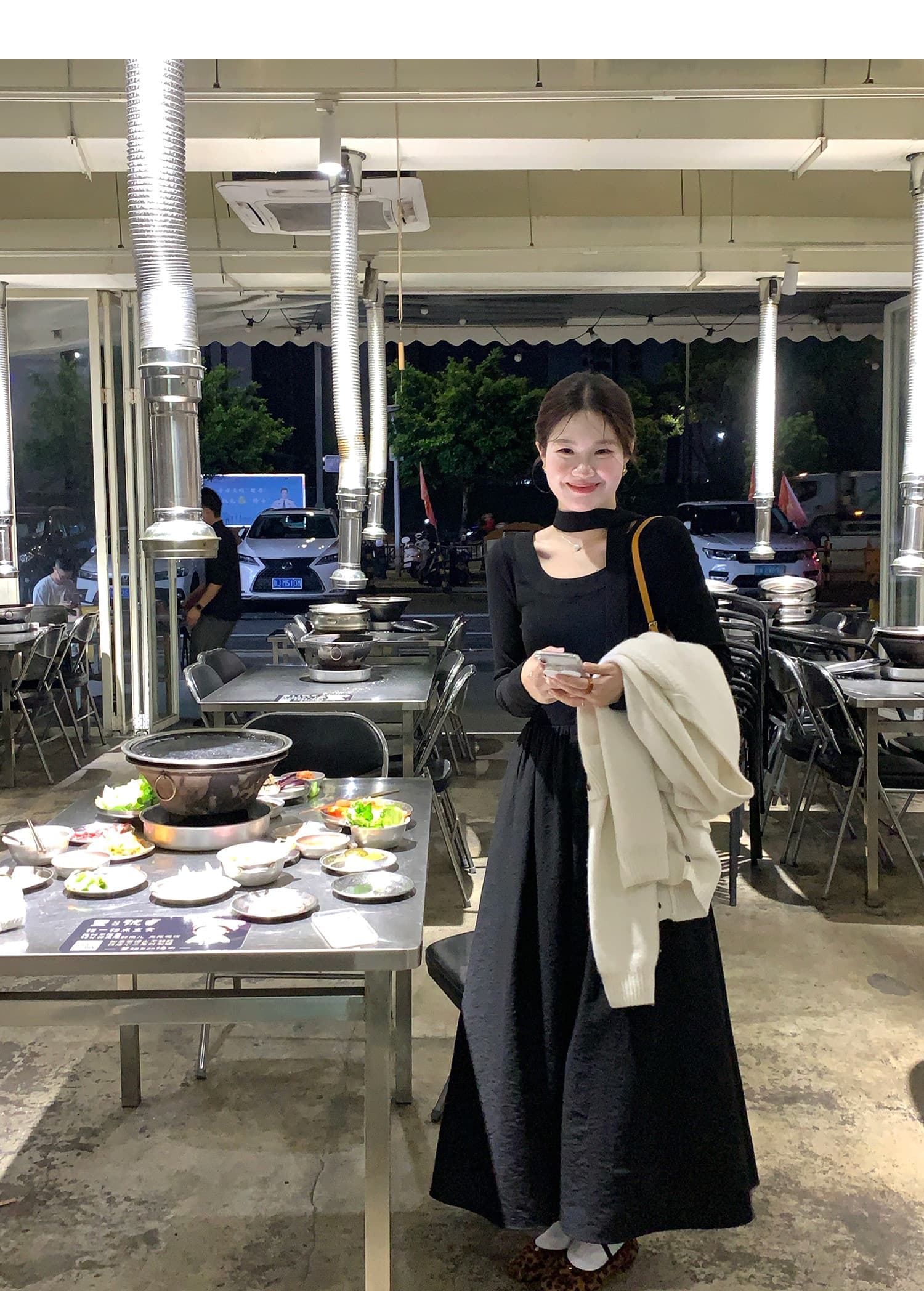 화재 화재 화재 우유 서리 복숭아 복숭아 한국 스타일 행침 목 니트 긴 소매 여성 드레스 부드러운 바람 허리 수축 봄 드레스 롱 스커트 상세 이미지 30