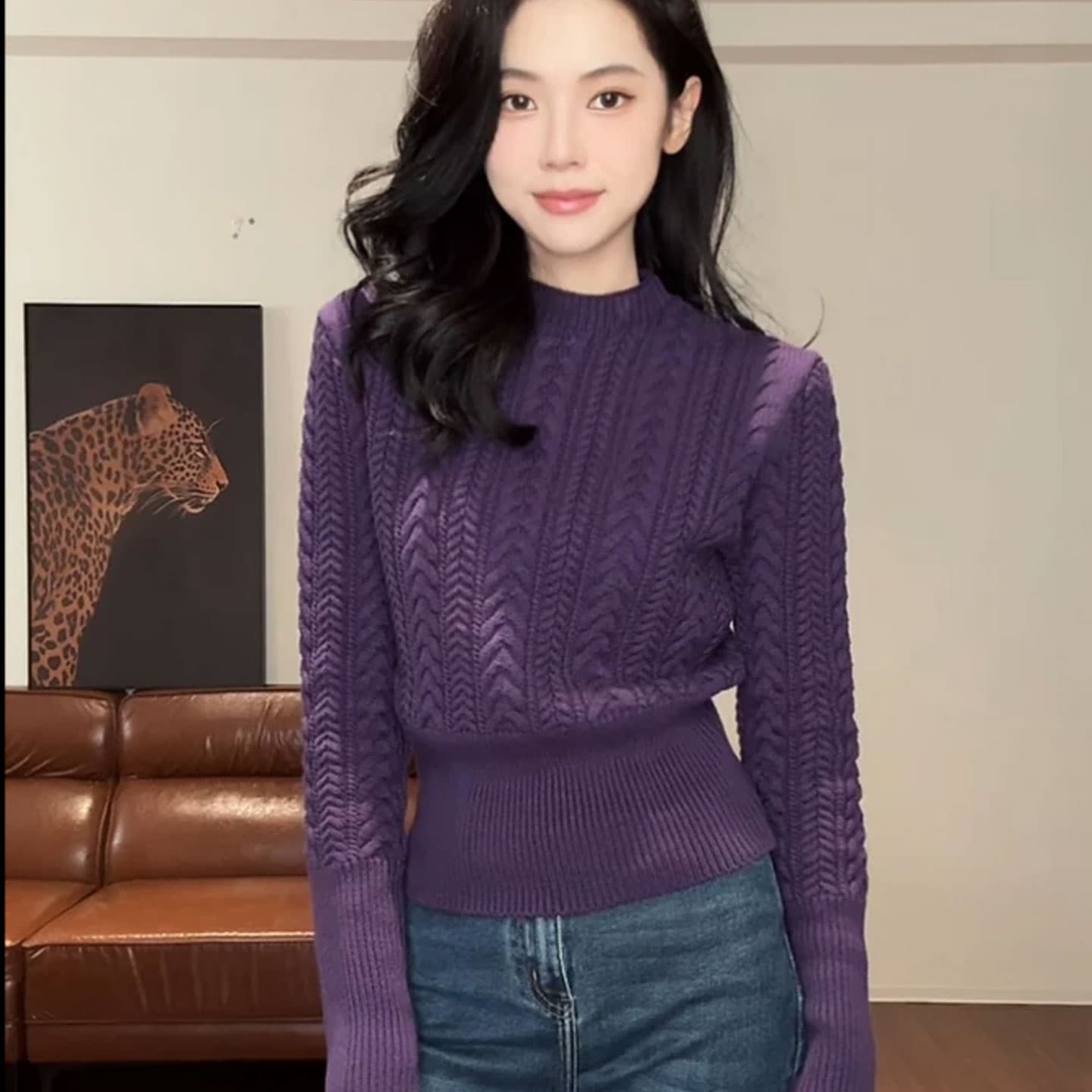 화이트 풀오버 꽈배기 스웨터 여자 가을 겨울 인사이드 가져 가라. 수 있습니다. 외출용 두꺼운 느긋한 바람 허리 수축 슬림해 보이는 니트 스웨터 맨위 상세 이미지 5