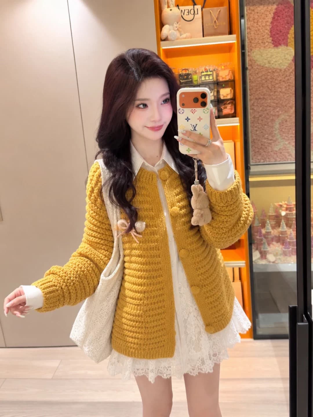 센 부서 레트로 황색 스웨터 오픈 가디건 여성 2026 이른 가을 새로운 캐주얼 루즈핏 느긋한 바람 니트 재킷 맨위 상세 이미지 10