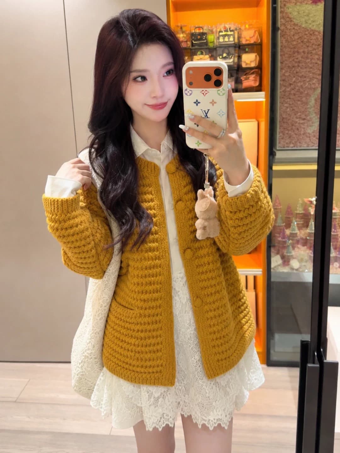 센 부서 레트로 황색 스웨터 오픈 가디건 여성 2026 이른 가을 새로운 캐주얼 루즈핏 느긋한 바람 니트 재킷 맨위 상세 이미지 11