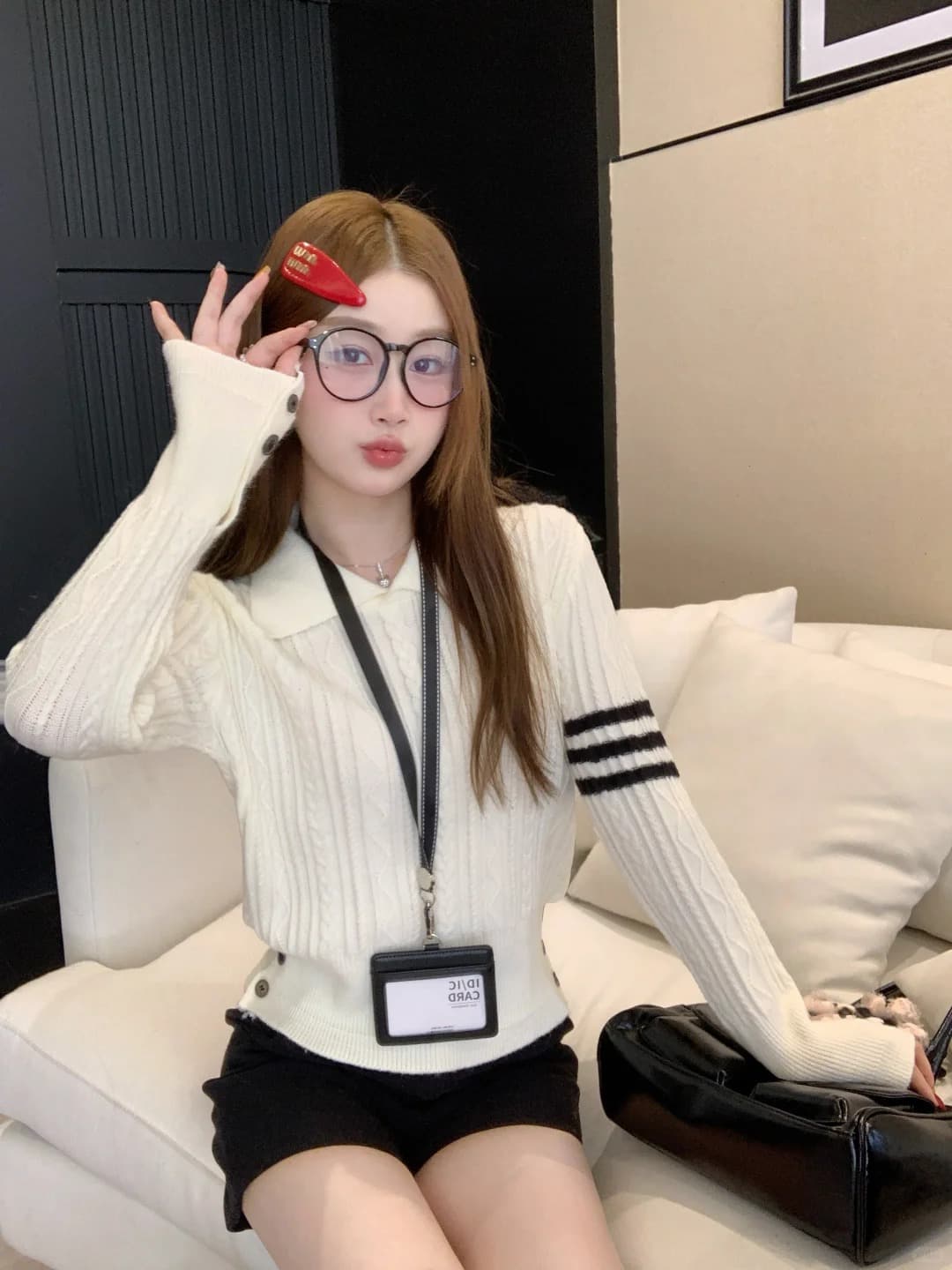 폴로 칼라 스웨터 여자 디자인 센스 작은 대중 외출용 2025 새로운 캐주얼 다용도 고급 센스 니트 맨위 상세 이미지 18