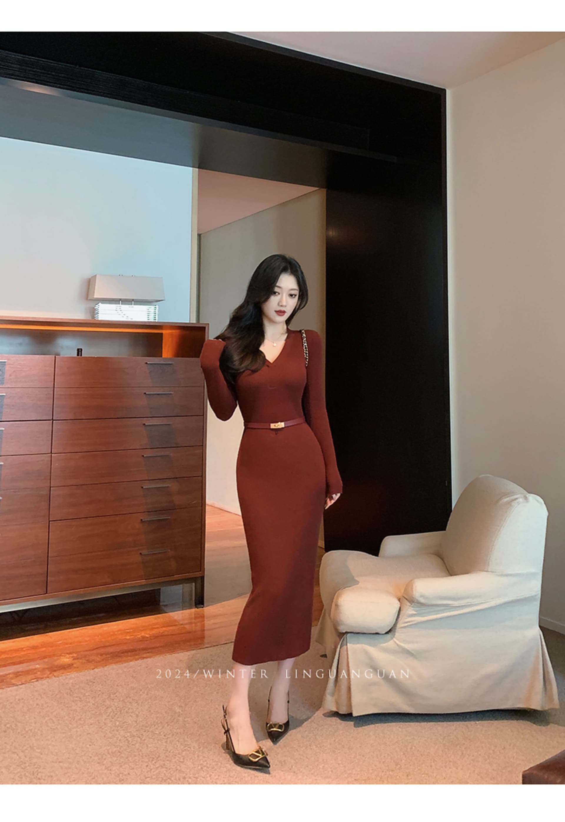 한국 린 닫기 품격 명문 여성 홍콩 스타일 레트로 스웨터 니트 여성 드레스 가을 겨울 타이트 스커트 인사이드 가져 가라. 기본 스커트 상세 이미지 26