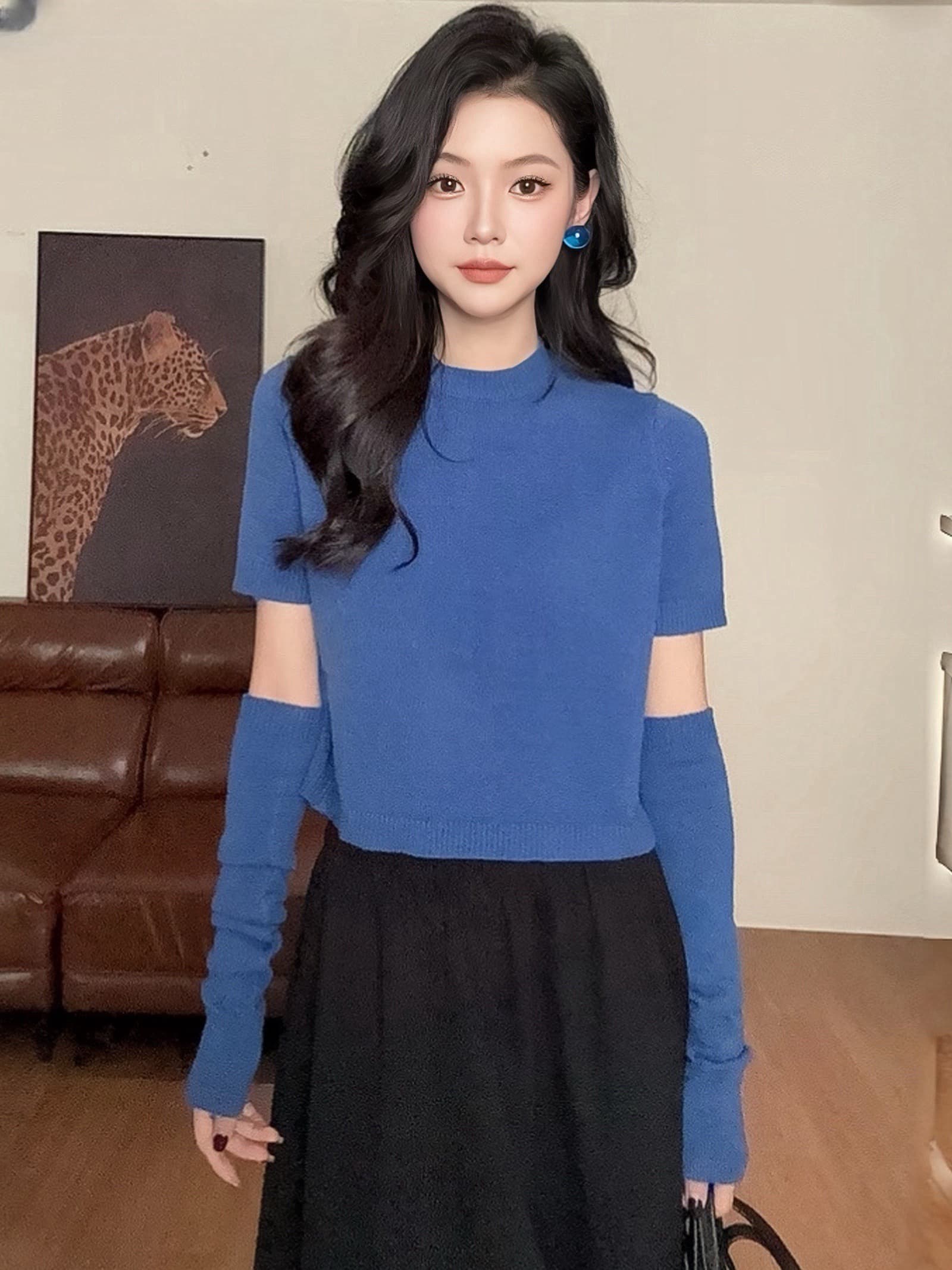 2026 자이언트 잘 생긴 ~ 중 가을 한 부서 탈착식 소매 커버 니트 스웨터 여성 디자인 센스 부드러운 찹쌀 패션 예쁜 스웨터 이미지 4