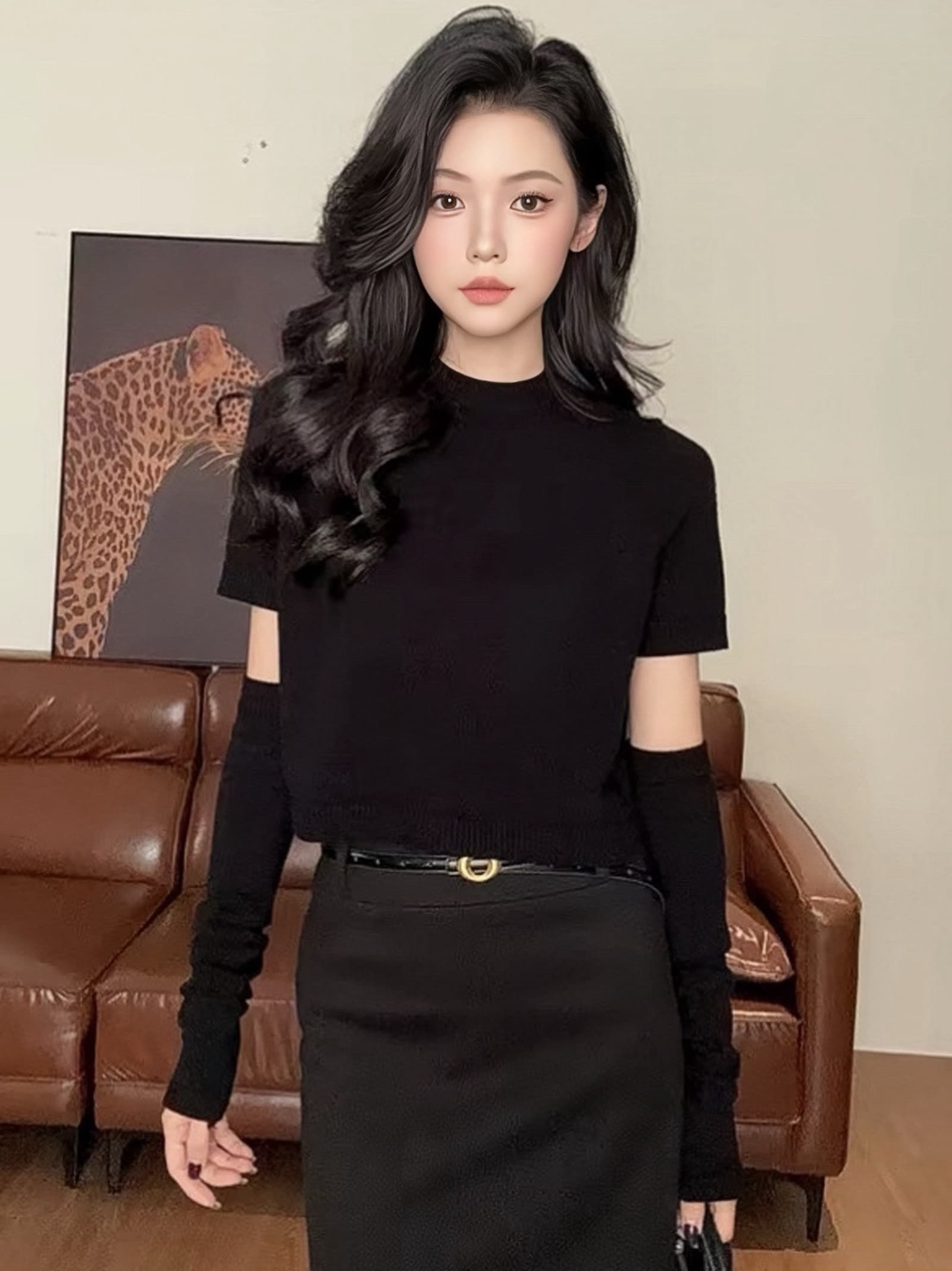 2026 자이언트 잘 생긴 ~ 중 가을 한 부서 탈착식 소매 커버 니트 스웨터 여성 디자인 센스 부드러운 찹쌀 패션 예쁜 스웨터 상세 이미지 4