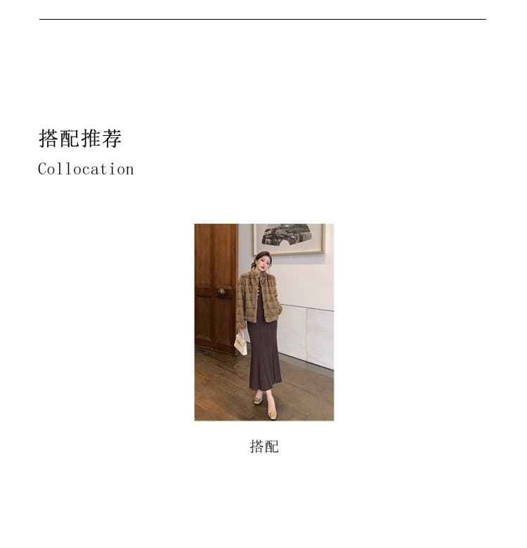 린 닫기 프랑스식 사소한 품격 커피 색상 V넥 니트 여성 드레스 가을 빛 럭셔리 작은 대중 아니요 명중 섹션 치마 상세 이미지 4