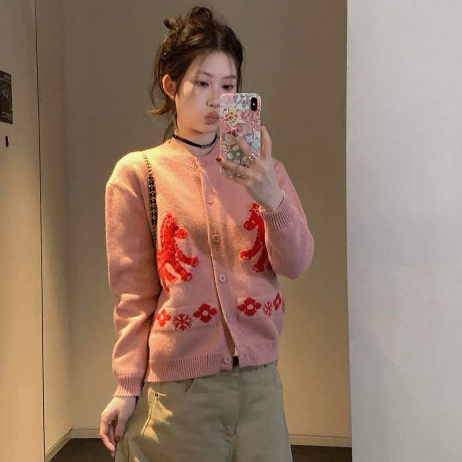 깜박임 꼬리 ~ 중 적색 분말 작은 말 오픈 가디건 여성 겨울 새로운 패션 출퇴근 다용도 상세 이미지 1