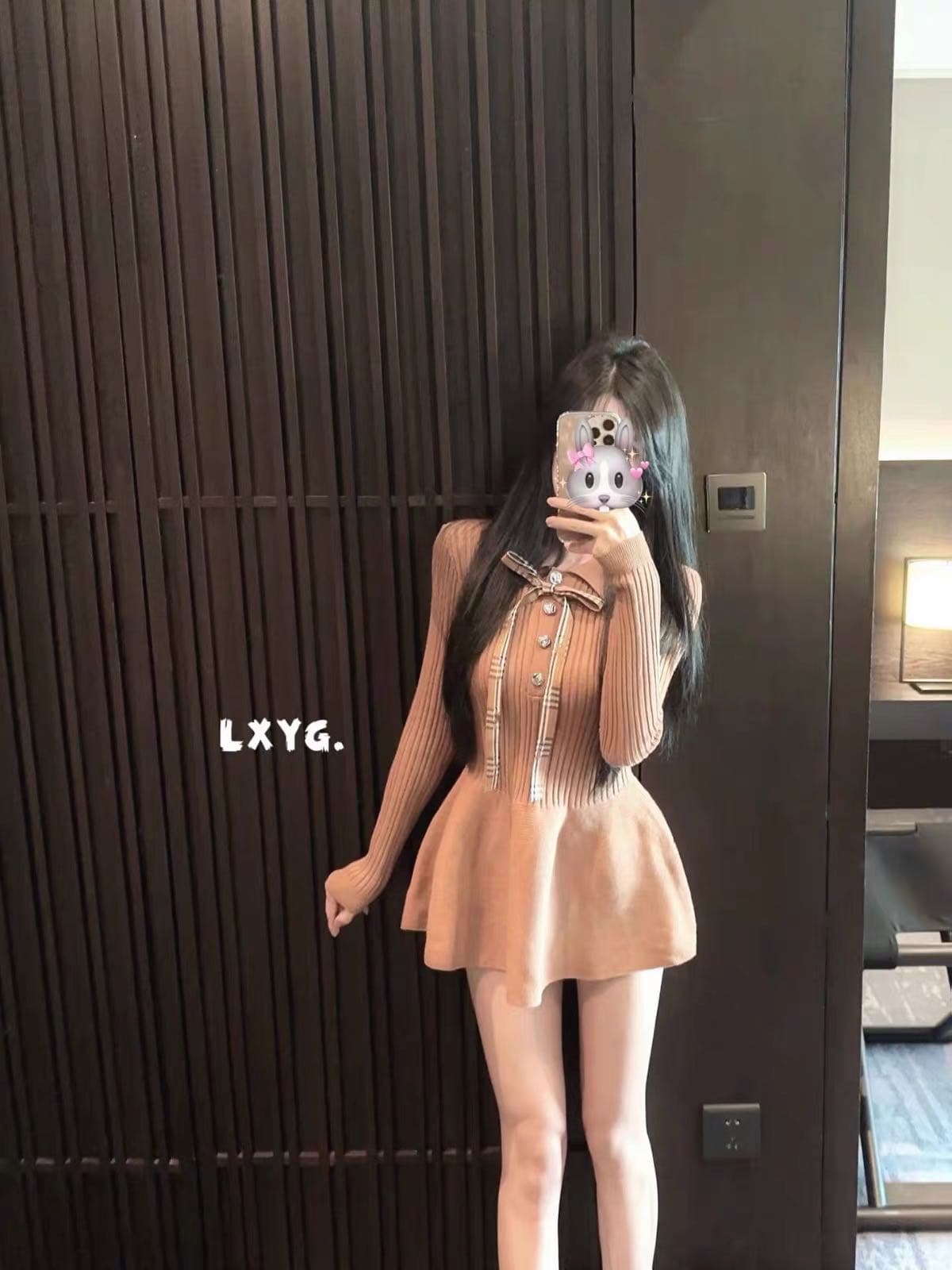 2026 가을 새로운 학원 POLO 칼라 나비 매듭 몸매 가꾸기 니트 꽃밭 맨위 작은 키 드레스 미니 스커트 상세 이미지 8