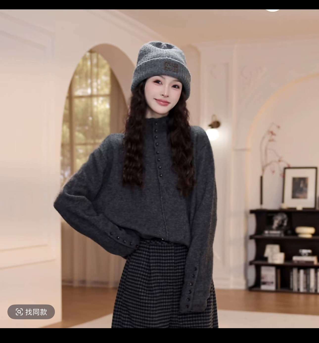 yy studio 회색 반하이넥 스웨터 여자 가을 겨울철 새로운 다용도 풀오버 긴팔 니트 스웨터 상세 이미지 8