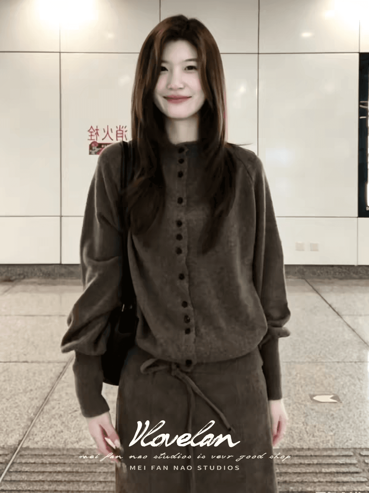 프랑스식 싱글 줄 버튼 긴팔 스웨터 여성 코트 가을 예술 계열 품격 슬림해 보이는 루즈핏 고급 센스 오픈 가디건 맨위 이미지 2