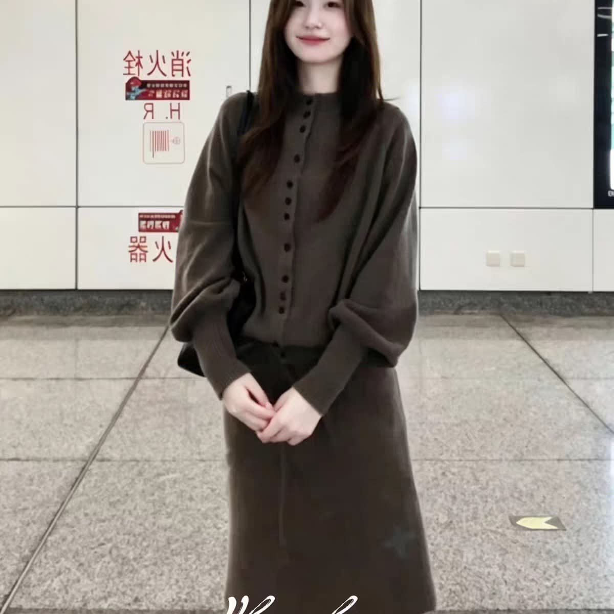 프랑스식 싱글 줄 버튼 긴팔 스웨터 여성 코트 가을 예술 계열 품격 슬림해 보이는 루즈핏 고급 센스 오픈 가디건 맨위 이미지 5