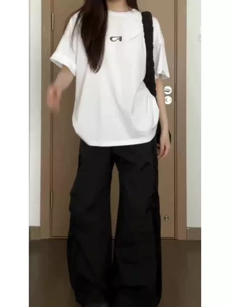 순면 여름 드레스 반팔 티셔츠 여성 한국 스타일 프린트 이미지 3
