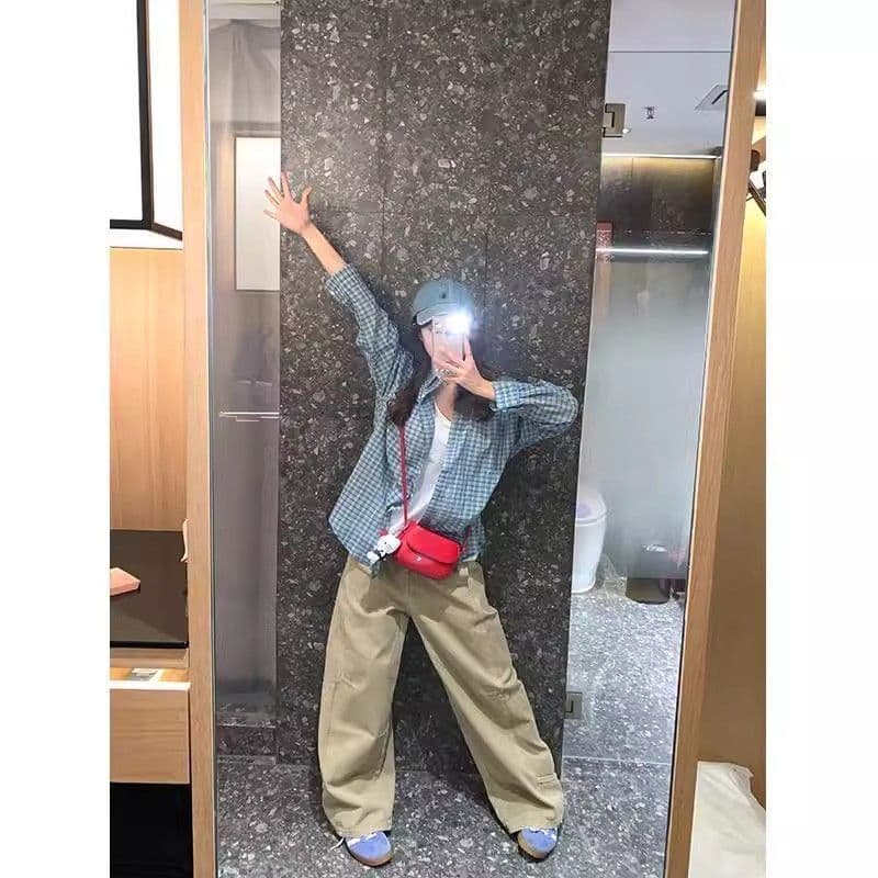 한 부서 배색 체크무늬 긴팔 셔츠 가을 새로운 레트로 루즈핏 느긋한 바람 맨위 오픈 가디건 여성 코트 chic 상세 이미지 20