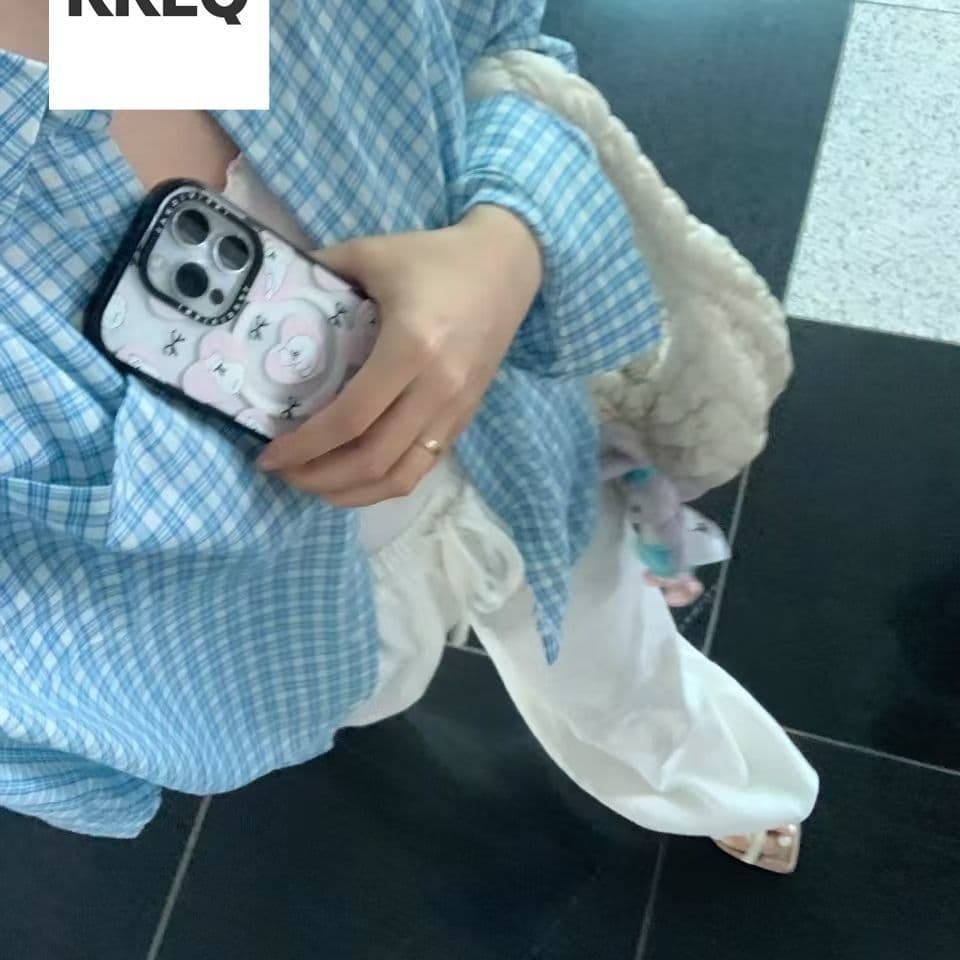 파란색 체크무늬 긴팔 셔츠 여름 새로운 루즈핏 셔츠 자외선 차단 재킷 오픈 가디건 캐주얼 맨위 상세 이미지 17