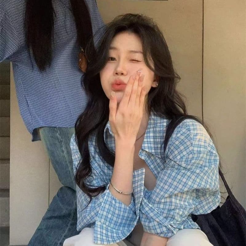 파란색 체크무늬 긴팔 셔츠 여름 새로운 루즈핏 셔츠 자외선 차단 재킷 오픈 가디건 캐주얼 맨위 상세 이미지 20