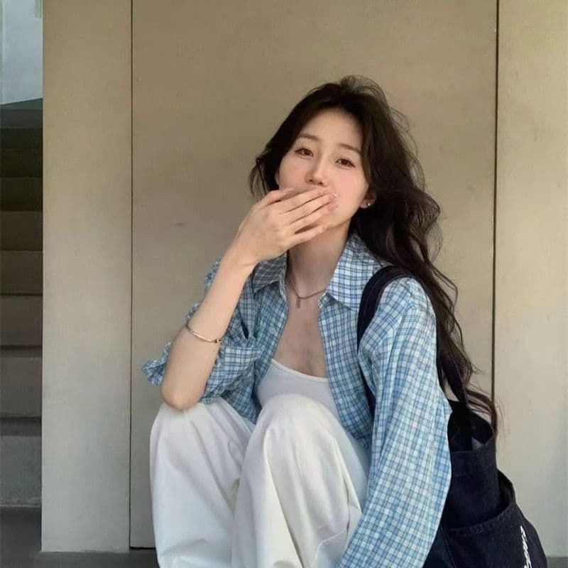 파란색 체크무늬 긴팔 셔츠 여름 새로운 루즈핏 셔츠 자외선 차단 재킷 오픈 가디건 캐주얼 맨위 상세 이미지 22
