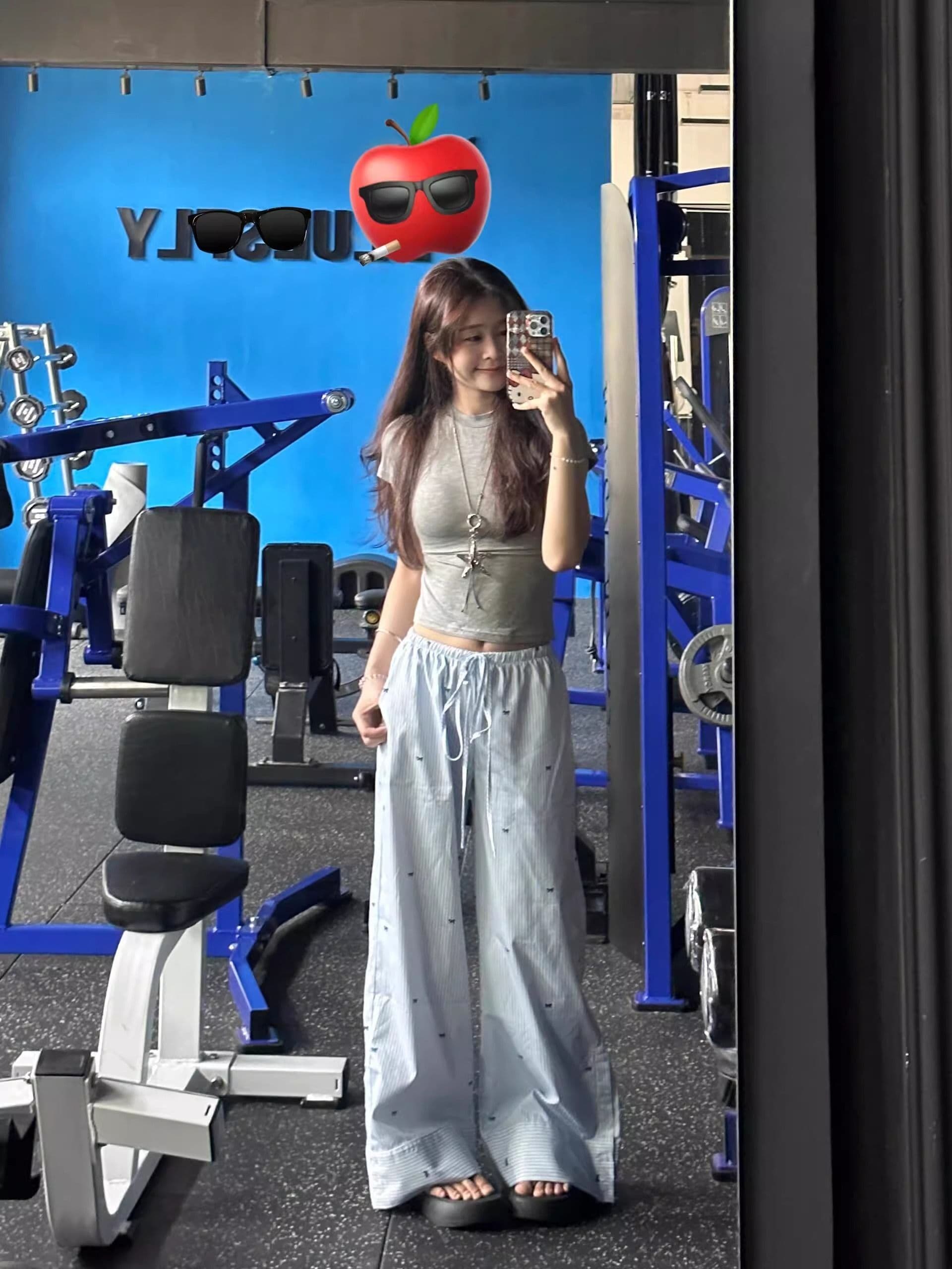 파란색 나비 매듭 스트라이프 캐주얼 바지 여성 여름 루즈핏 키 큰 남자 스트레이트 와이드 레그 팬츠 바닥 청소 롱 바지 상세 이미지 11