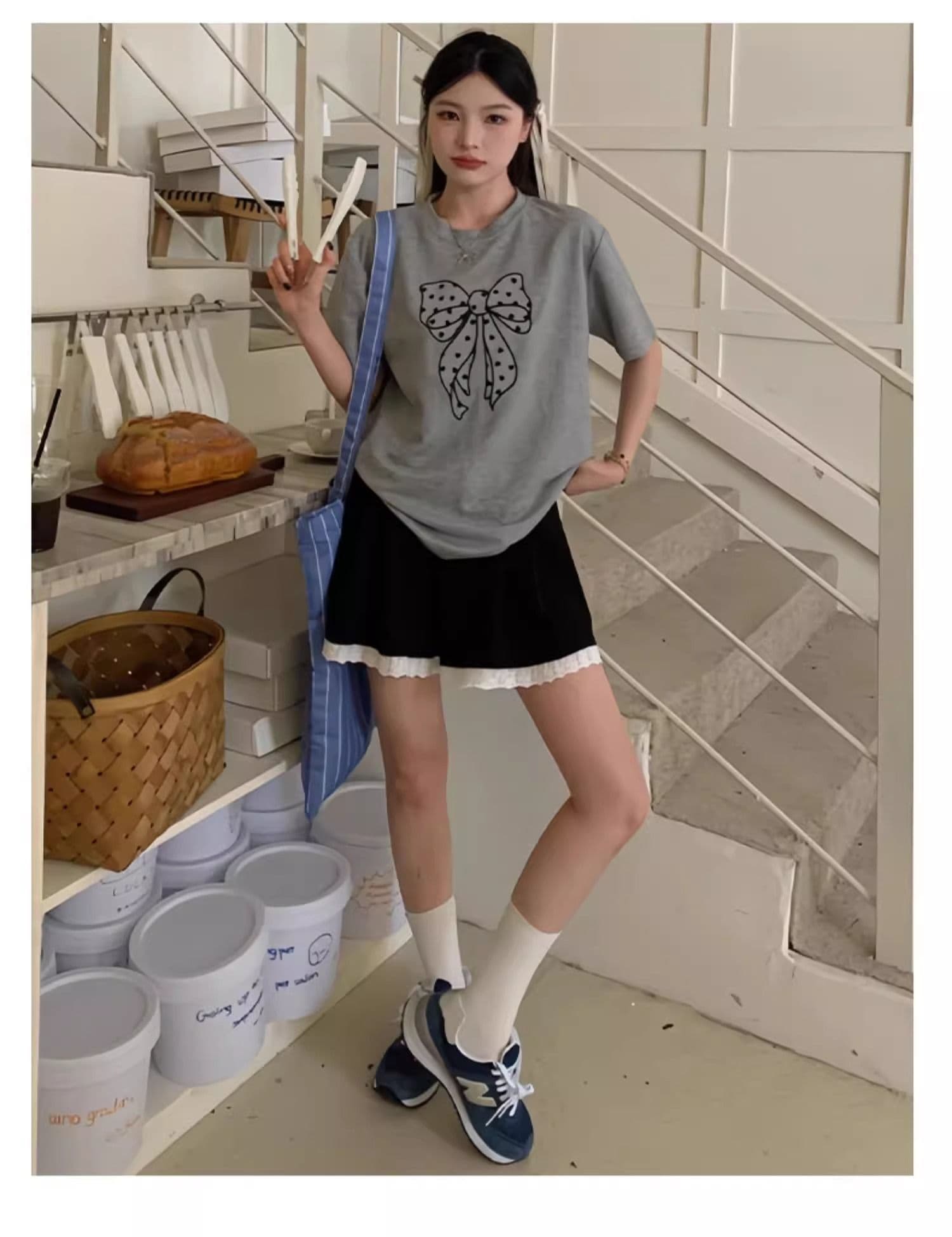 레이스 레이스 반바지 여성 여름 얇은 캐주얼 루즈핏 하이웨이스트 외출용 작은 키 핫걸 회색 3 점 바지 상세 이미지 20