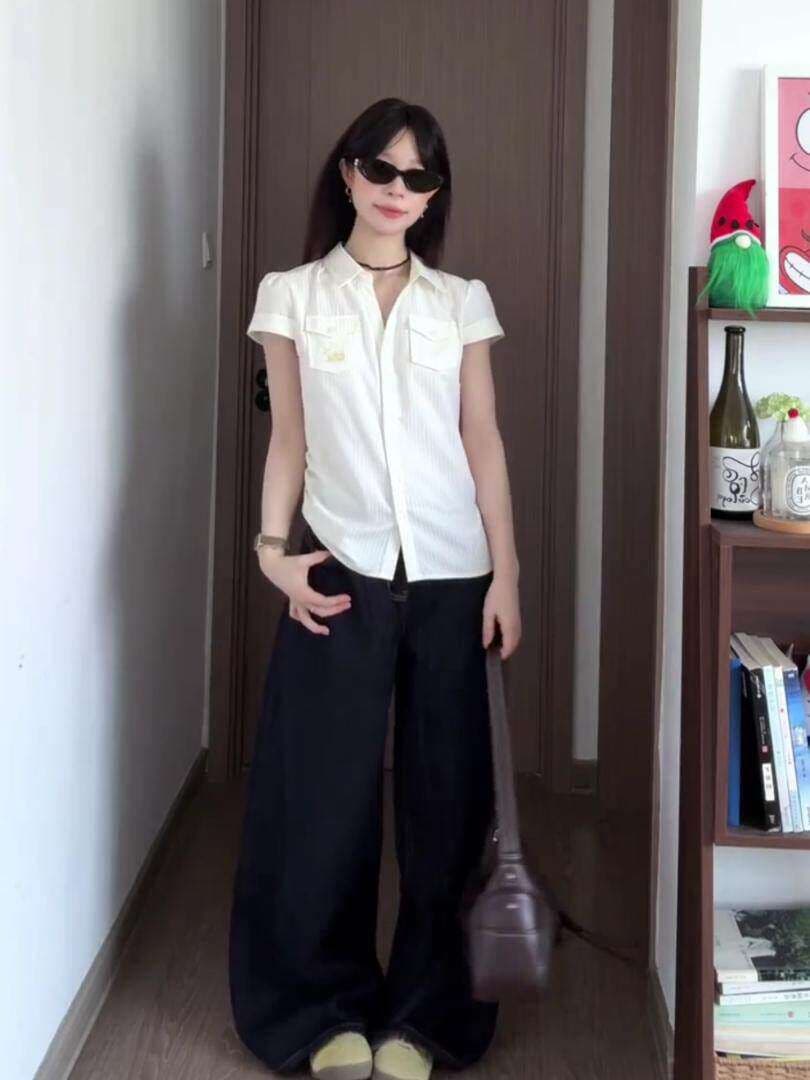 한 부서 미니멀리즘 폴로 칼라 반팔 여성 셔츠 여름 품격 몸매 가꾸기 슬림해 보이는 캐주얼 패션 맨위 상세 이미지 5