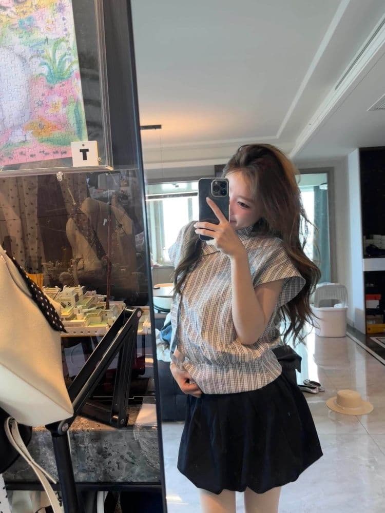 불규칙 허리 수축 민소매 여성 셔츠 새로운 고급 센스 고유 한 캐주얼 쇼트 스타일 셔츠 상세 이미지 3