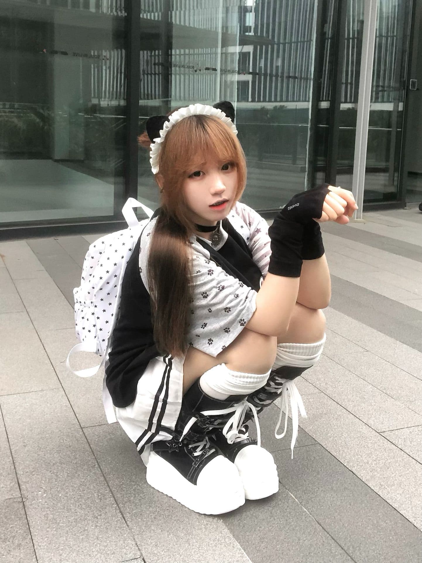순면 고양이 자수 루즈핏 삽입 어깨 소매 티셔츠 상세 이미지 9