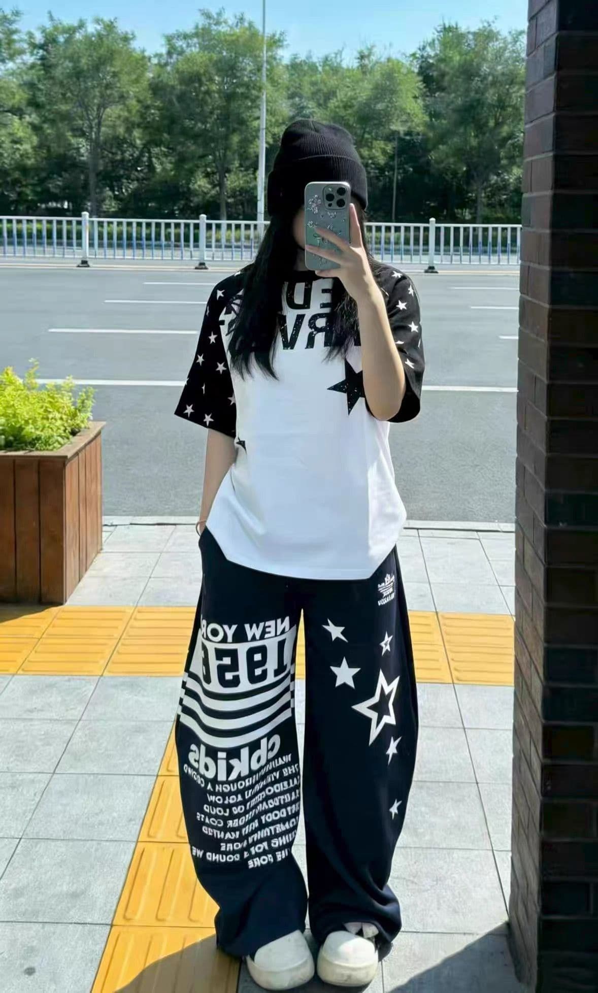 순면 한국 스타일 패션 프린트 루즈핏 티셔츠 상세 이미지 8